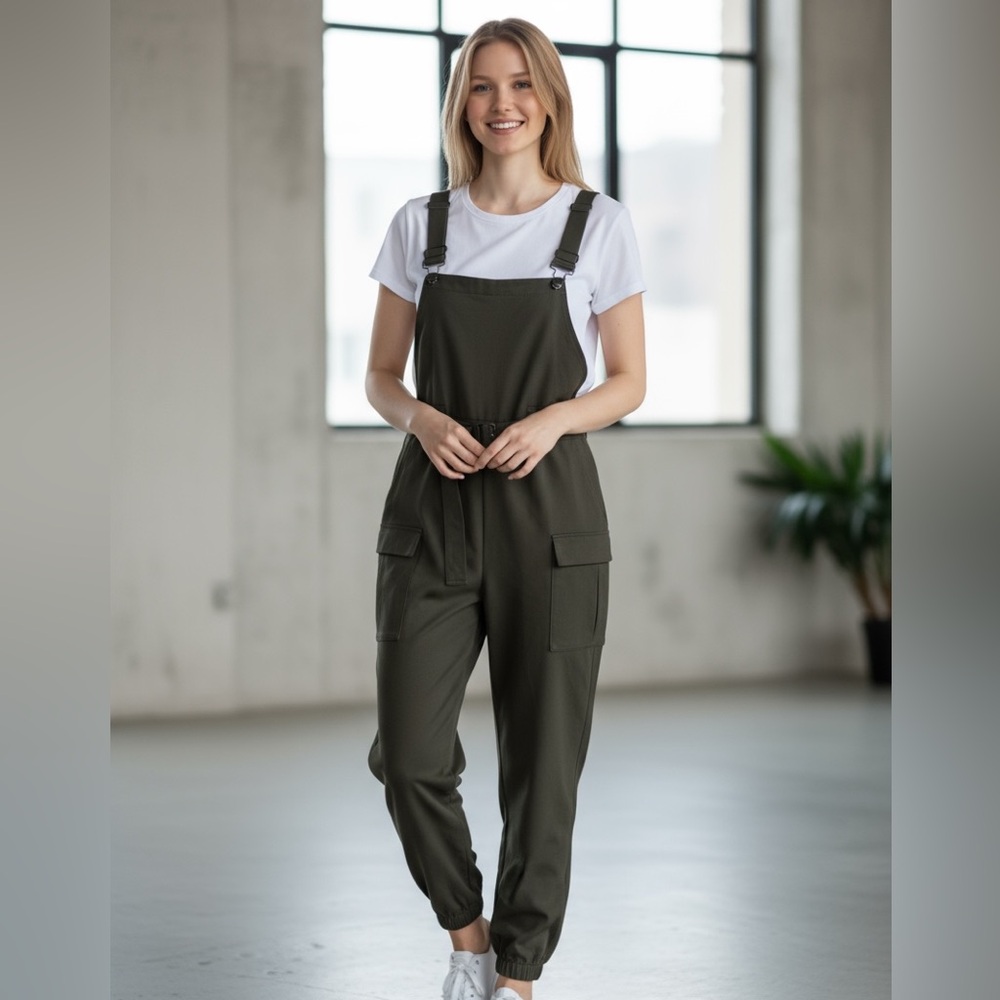 Olive Green Cargo Overalls – Utility Chic